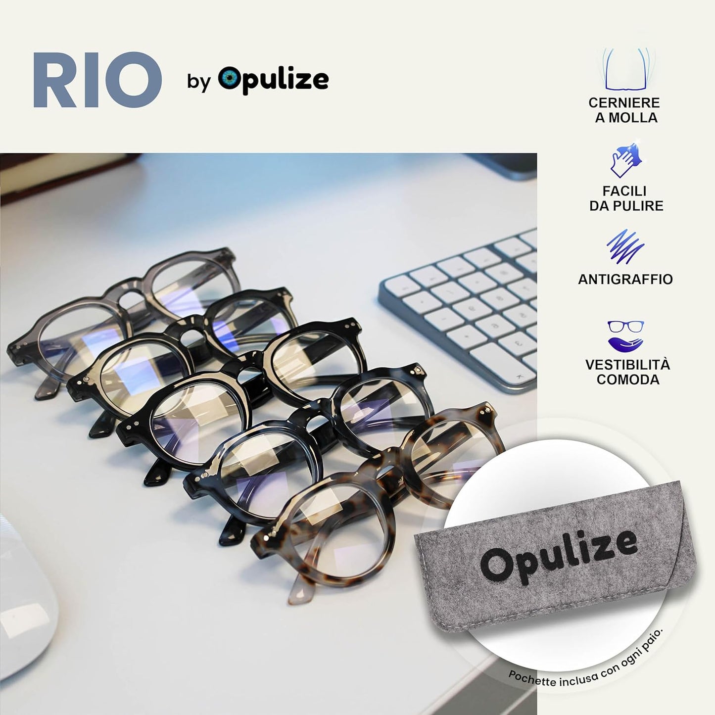 OPULIZE RIO Gafas de lectura con filtro de luz azul