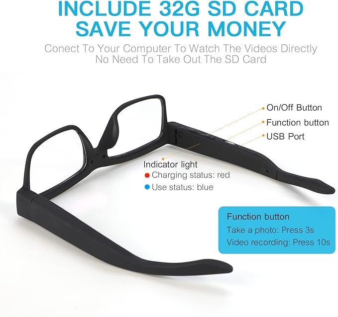 FocusGo 4K Glasses 📸 Dark and Clear Lenses +FREE CASE